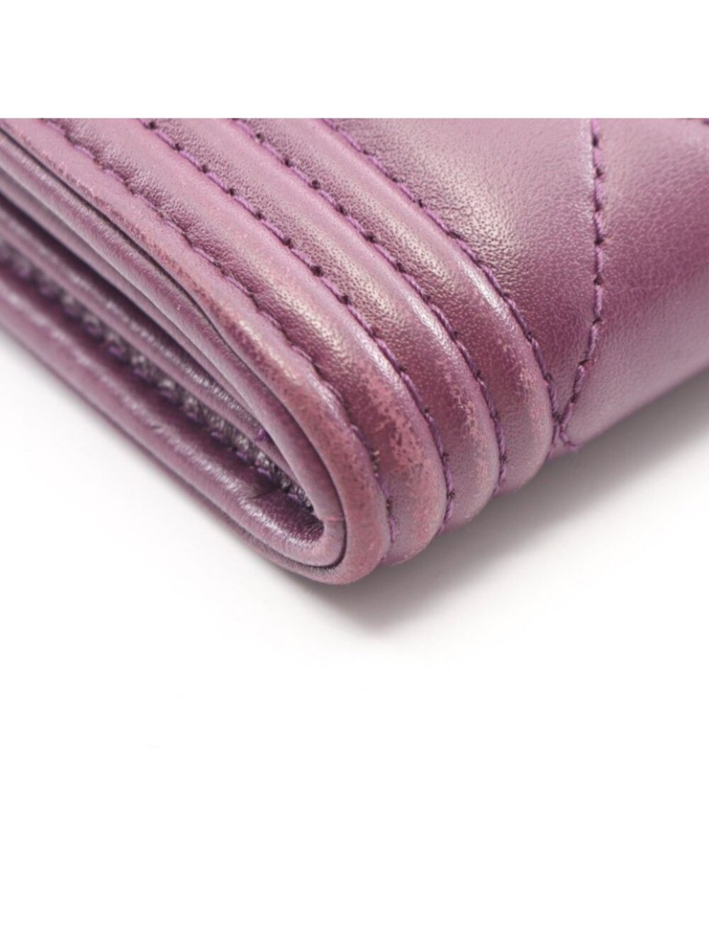Chanel Bifold Wallet Boy Purple Lambskin Boy - Picture 8 of 12